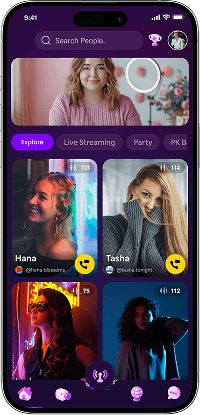 Bigo Live clone creator discovery screen with user recommendations
