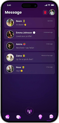 Bigo Live clone messaging screen with private conversations
