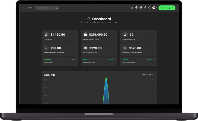 Fanvue clone creator dashboard screen