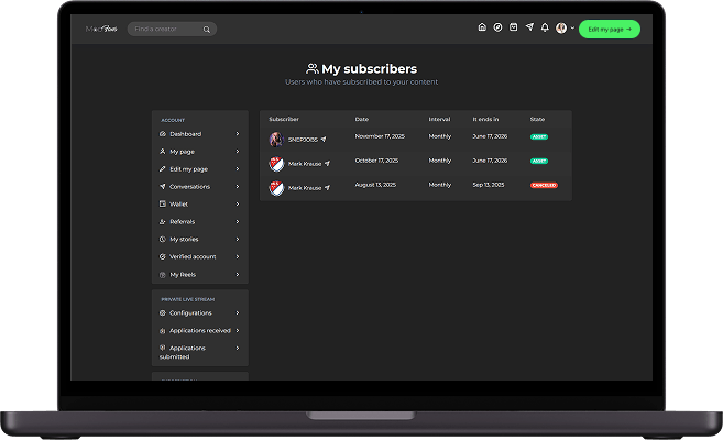 Fanvue clone creator subscribers screen