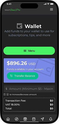 Fanvue clone user app wallet screen