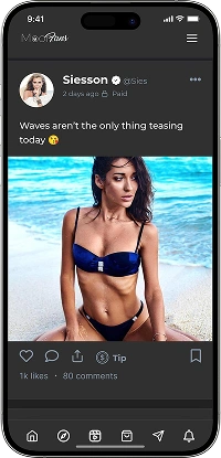 OnlyFans clone creator post screen with premium content feed, likes, comments