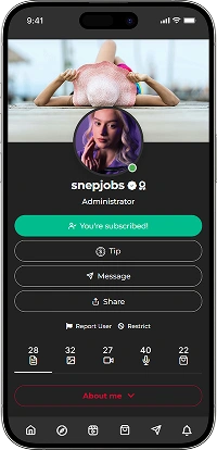OnlyFans clone creator profile screen with subscription details