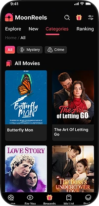 ReelShort clone user app categories screen displaying short dramas by genre