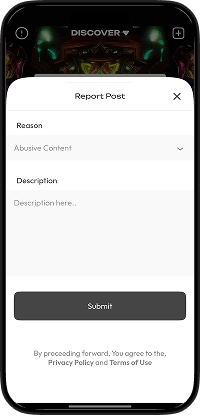 TikTok Clone report content screen for flagging inappropriate videos and user activity