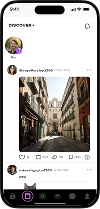 TikTok Clone social feed showcasing posts, comments, likes, and user interactions