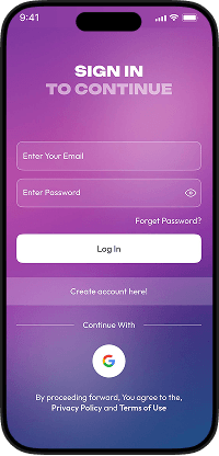 TikTok Clone user sign-in screen with email, password, and social login options