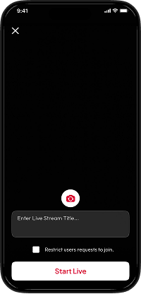 Triller clone live streaming setup screen with broadcast configuration