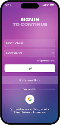Triller clone user authentication screen with email login