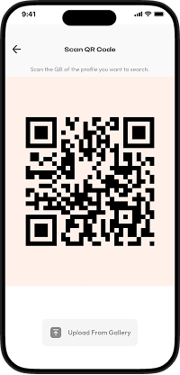 Clapper clone QR code scanner for quickly finding and following user profiles