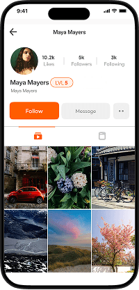 Clapper clone creator profile showing followers, following, posts, and follow button