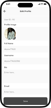Clapper clone edit profile page for updating profile photo, username, bio, and email