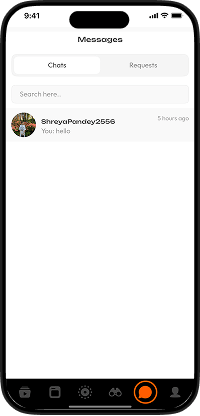 Clapper clone messaging interface with chat list, search bar, and conversation requests
