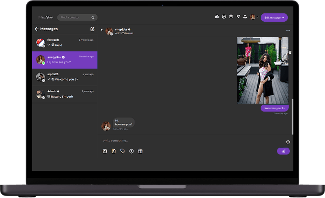 Fancentro clone creator messaging screen