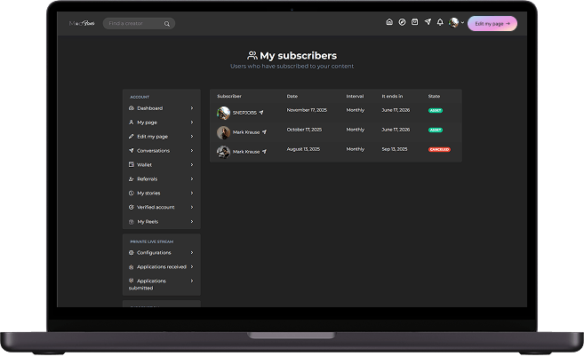 Fanfix clone creator subscribers screen