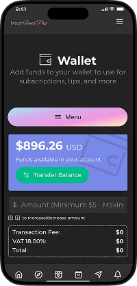Fanfix clone user app wallet screen