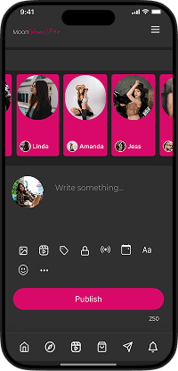 LoyalFans clone create post screen where creators can write updates