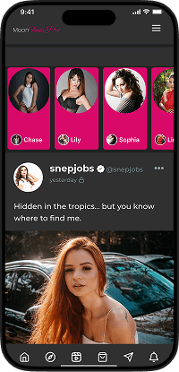 LoyalFans clone creator feed screen showcasing premium posts, creator stories, and subscription content