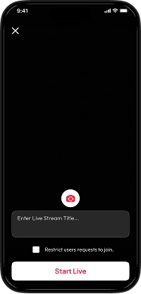 RedNote clone live streaming setup screen