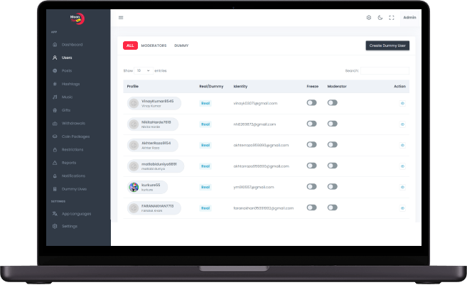 RedNote clone user management screen