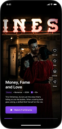 DramaBox clone app drama overview screen with storyline, genre and rating
