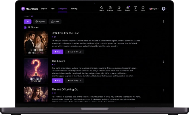 DramaBox clone web app categories screen displaying all short dramas with genre filters