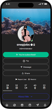 MYM clone fan app subscribed creator profile screen showing subscription status